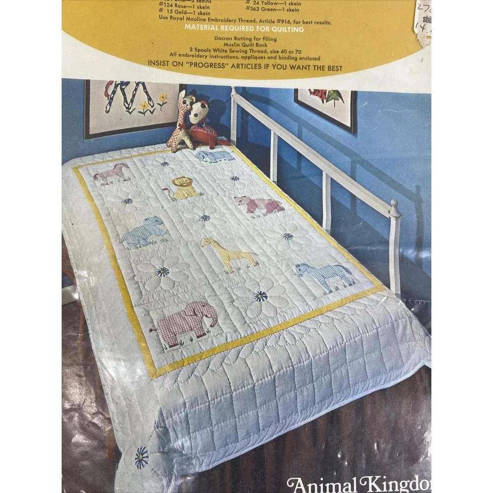 Vintage Progress Quilt Kit Animal Kingdom Baby‎ Crib Quilt #1541 NEW!